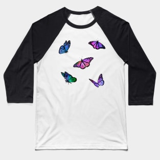Moonlight Butterflies Sticker Pack Baseball T-Shirt